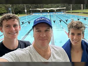 Scott Kelly (centre) with his sons Hunter (left) and Finn.